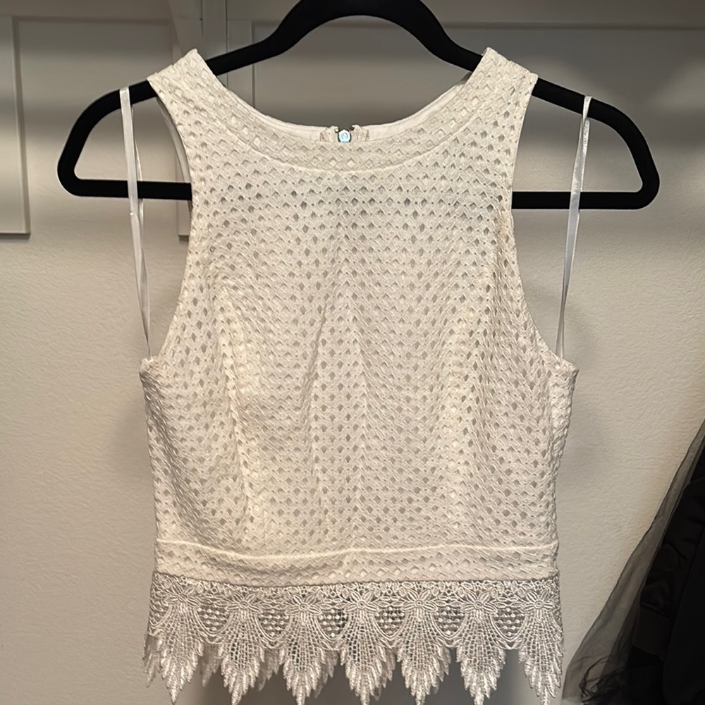 Rhapsody White Sleeveless Cropped Blouse